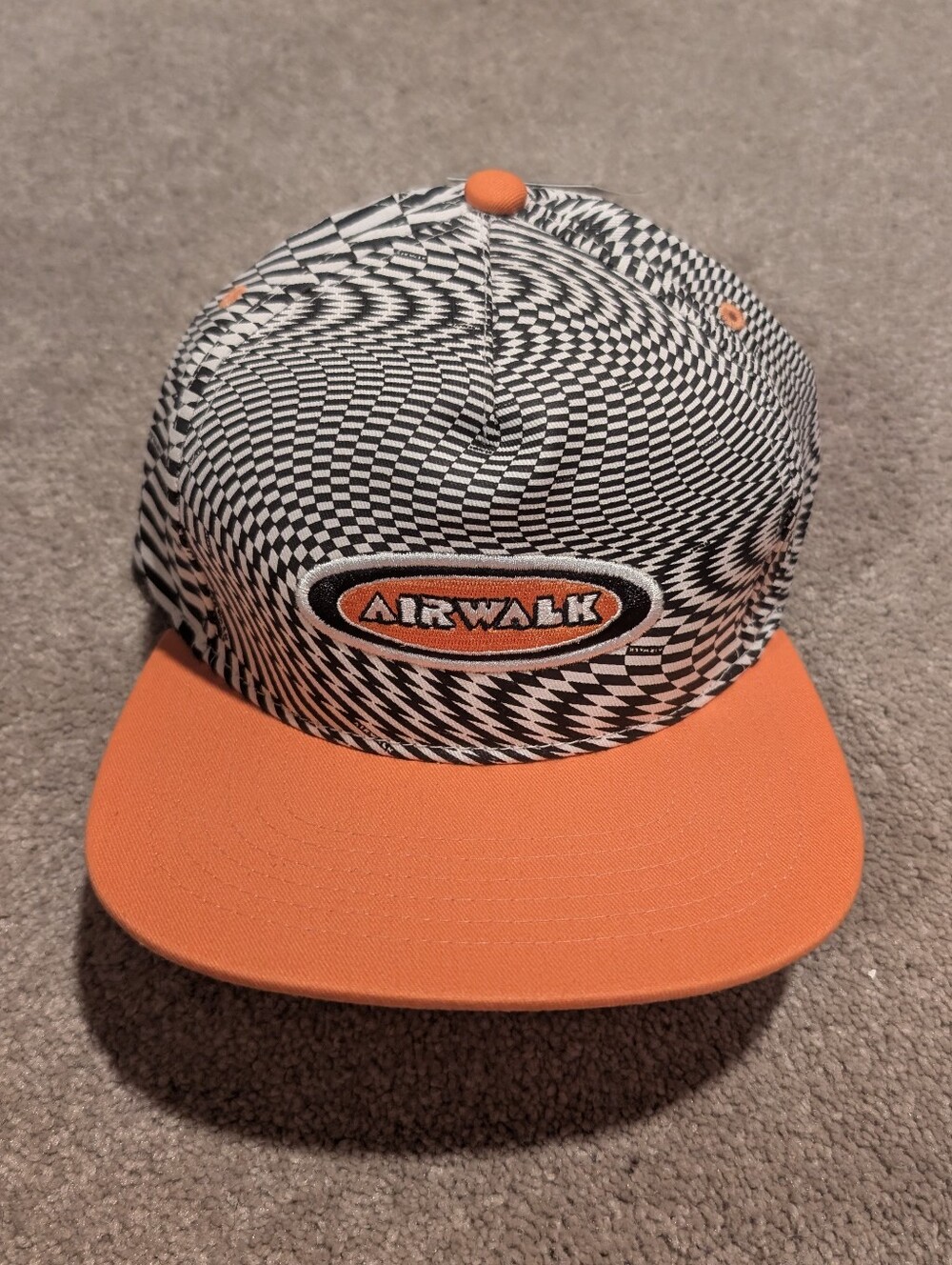 Airwalk Black & Orange Optical Wave Snapback Hat